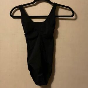 Black Bodysuit One Piece with Scoop Neckline